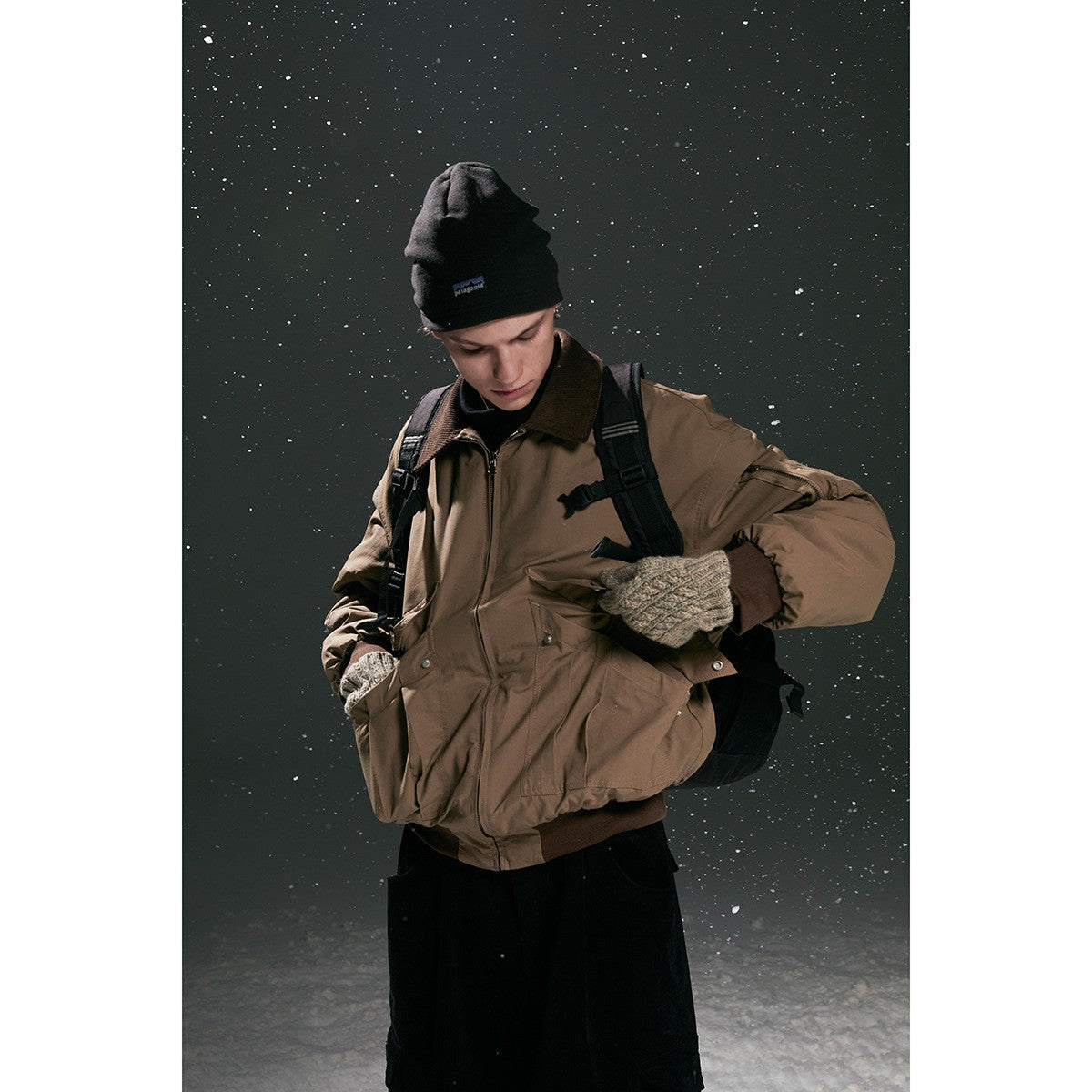 OUSWE レトロ ストリート カーゴパンツ RW77 カーキ 着用画像 3