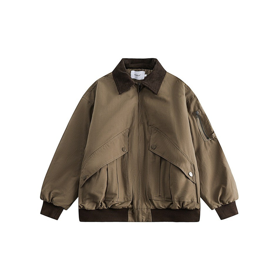 OUSWE レトロ ストリート カーゴパンツ RW77 カーキ 着用画像 6