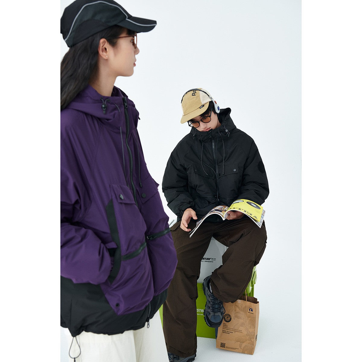 BLUEH アウトドア ダウンジャケット 0120 バイオレット 着用画像 4