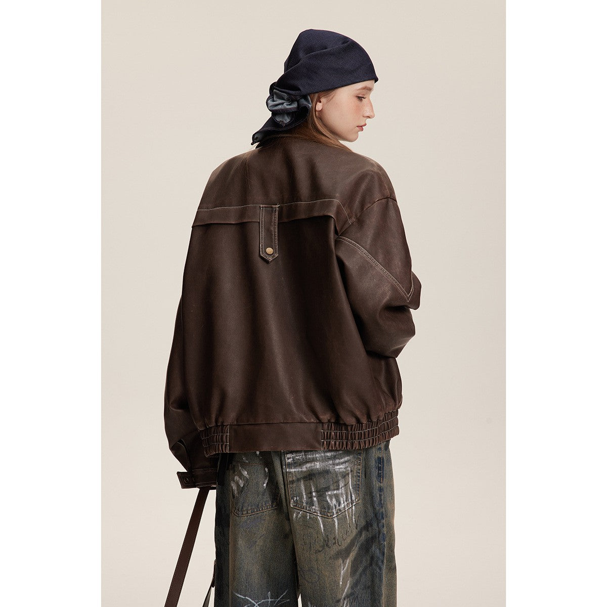 ANSWER ME PUレザー レトロ ジャケット W403 着用画像 4