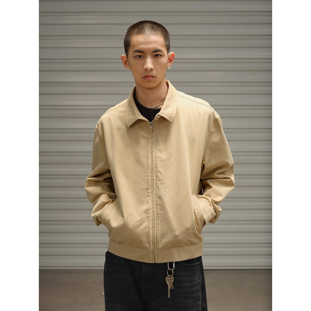 OUSWE レトロ ストリート カーゴパンツ RW100 カーキ 着用画像 2