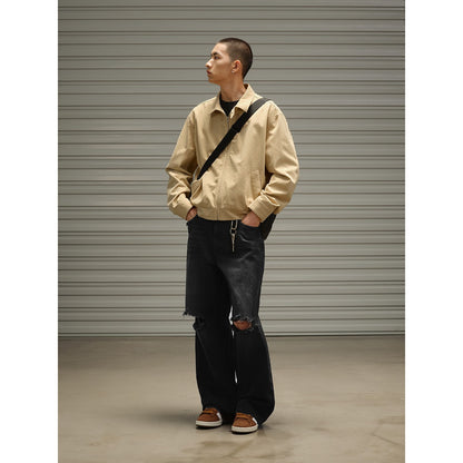 OUSWE レトロ ストリート カーゴパンツ RW100 カーキ 着用画像 3