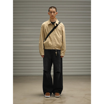 OUSWE レトロ ストリート カーゴパンツ RW100 カーキ 着用画像 4