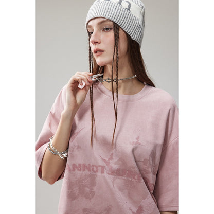 Cannotsurpass American Print 半袖トレンディブランドTシャツ男女兼用、ルーズでカジュアル、多用途、カップル用Tシャツ T13 2