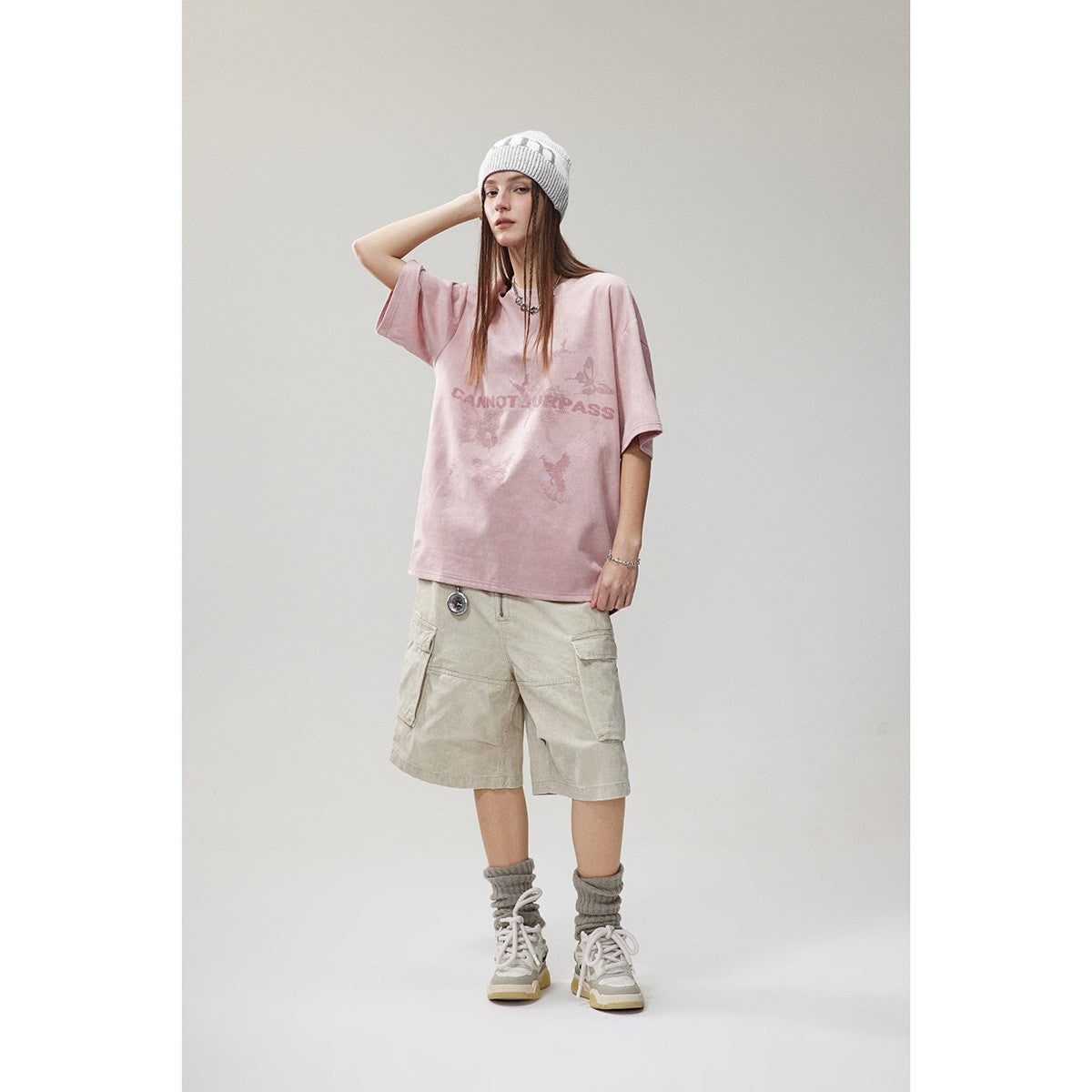 Cannotsurpass American Print 半袖トレンディブランドTシャツ男女兼用、ルーズでカジュアル、多用途、カップル用Tシャツ T13 3