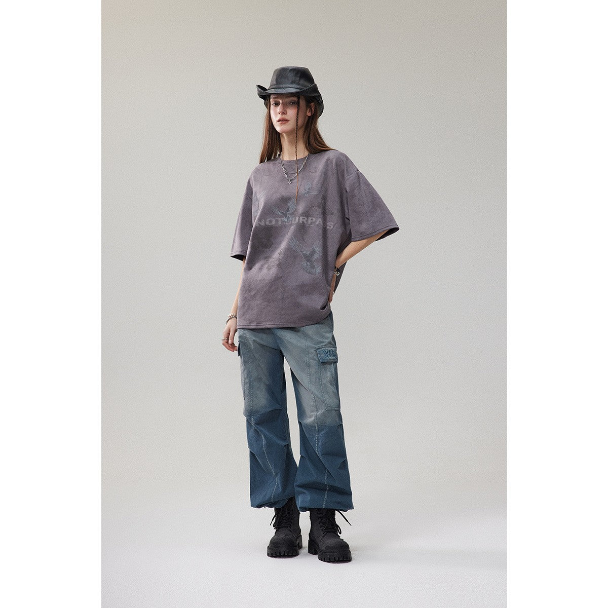 Cannotsurpass American Print 半袖トレンディブランドTシャツ男女兼用、ルーズでカジュアル、多用途、カップル用Tシャツ T13 4