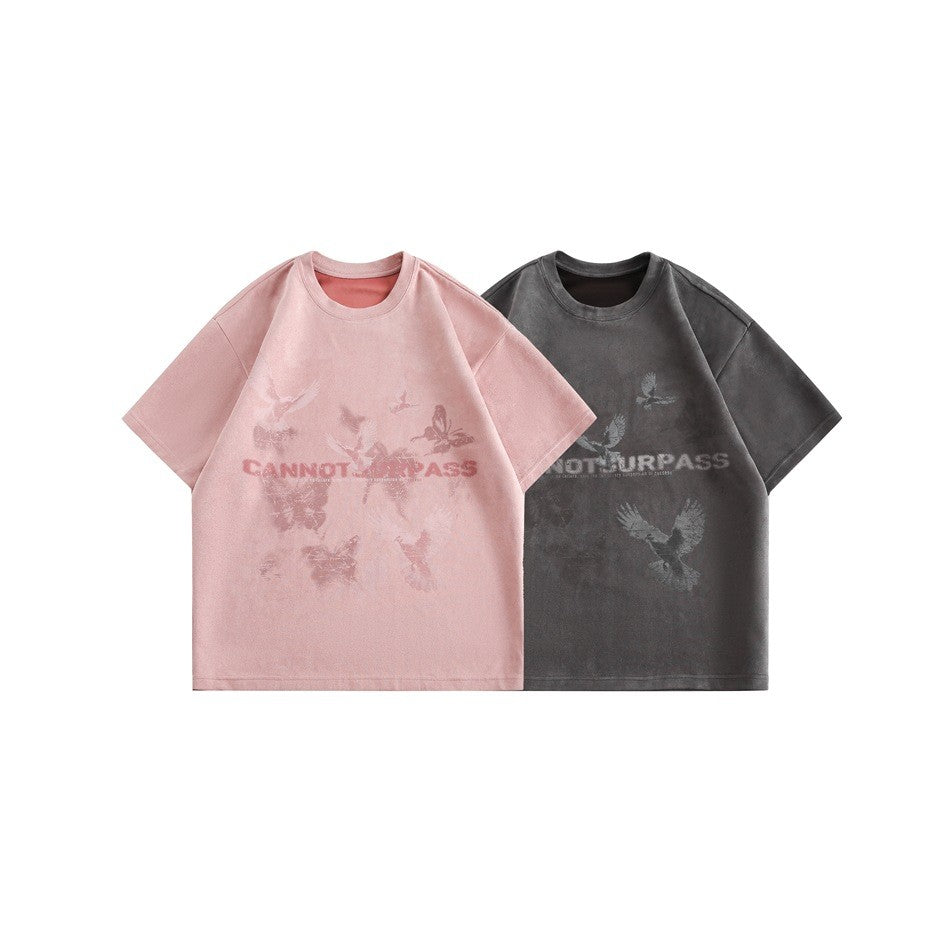 Cannotsurpass American Print 半袖トレンディブランドTシャツ男女兼用、ルーズでカジュアル、多用途、カップル用Tシャツ T13 5