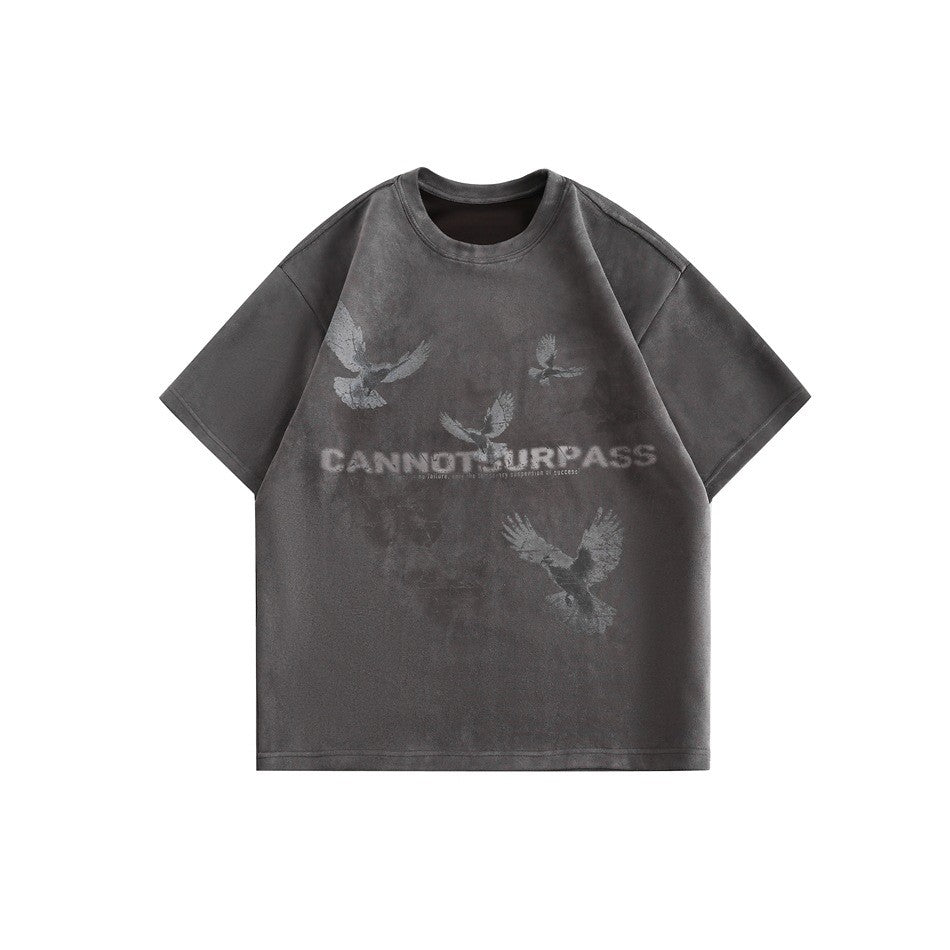 Cannotsurpass American Print 半袖トレンディブランドTシャツ男女兼用、ルーズでカジュアル、多用途、カップル用Tシャツ T13 6