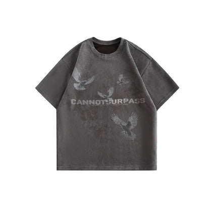 Cannotsurpass American Print 半袖トレンディブランドTシャツ男女兼用、ルーズでカジュアル、多用途、カップル用Tシャツ T13 6