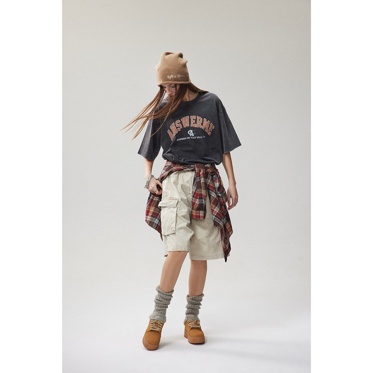 ANSWER ME レトロカレッジトレンドブランド半袖Tシャツメンズ&レディースラウンドネックトレンドプリントコットンTシャツ T223 3