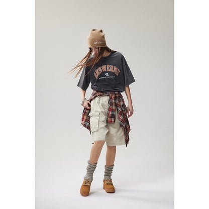 ANSWER ME レトロカレッジトレンドブランド半袖Tシャツメンズ&レディースラウンドネックトレンドプリントコットンTシャツ T223 3
