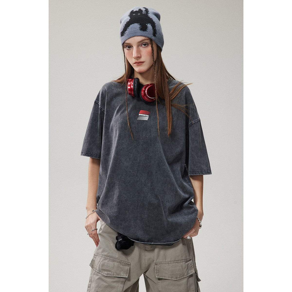 ANSWER ME ウォッシュ レトロ Tシャツ T219 着用画像 4
