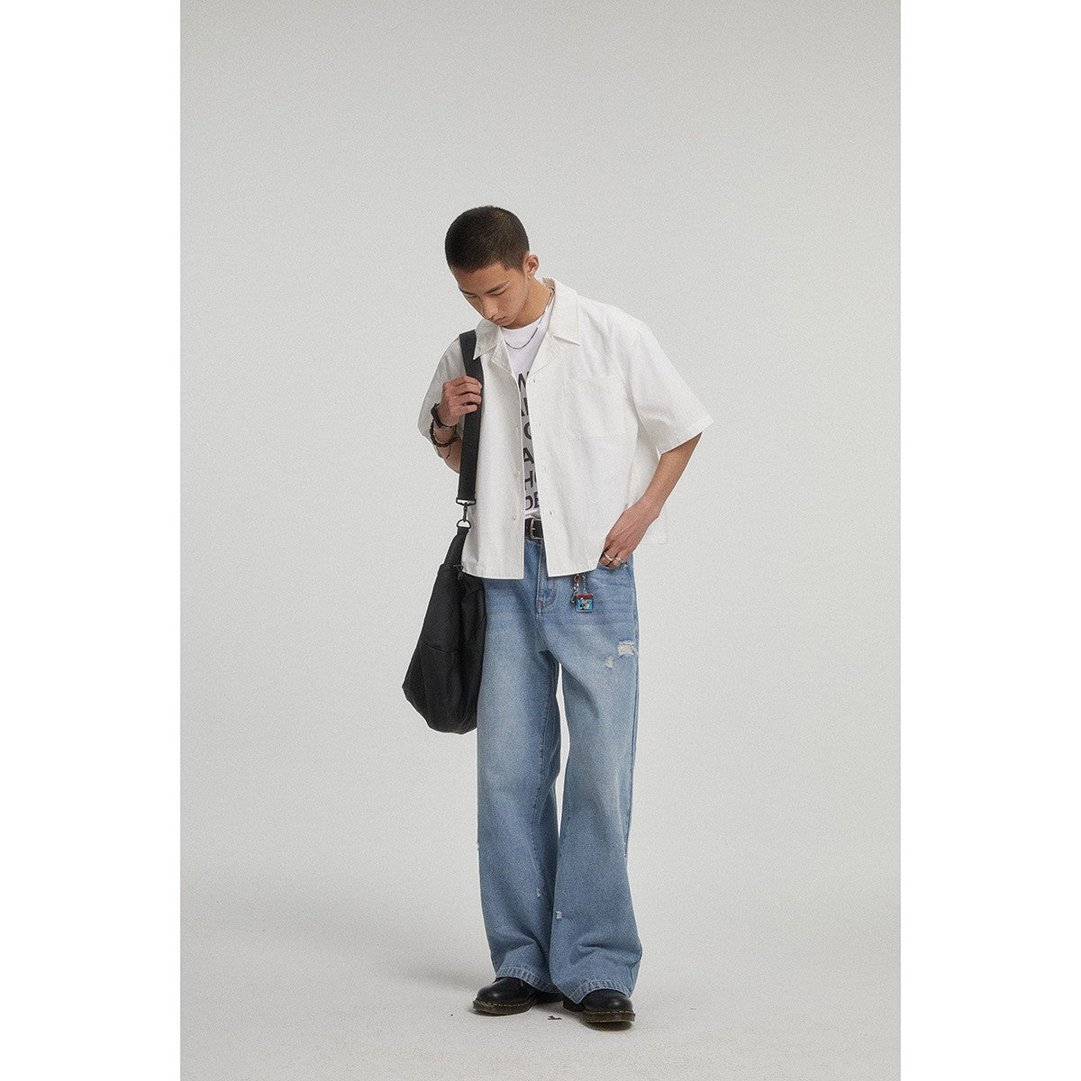 OUSWE レトロ ストリート カーゴパンツ RC64 着用画像 4