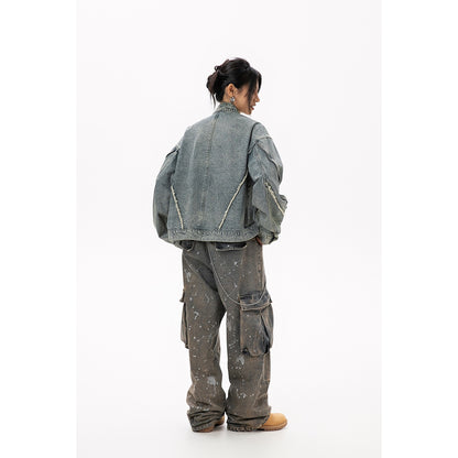 New Area ウォッシュ デニムジャケット J8890 ウォッシュドブルー 着用画像 4