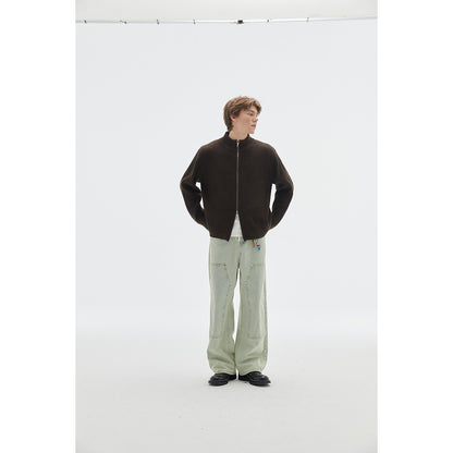 OUSWE レトロ ニットカーディガン 着用画像 4