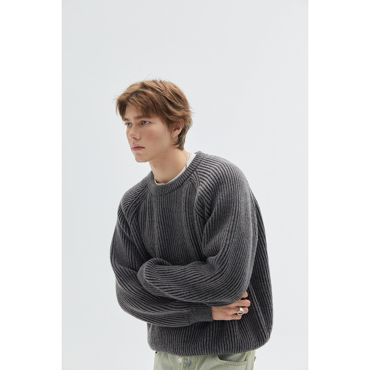OUSWE レトロ ニット RM11 着用画像 3