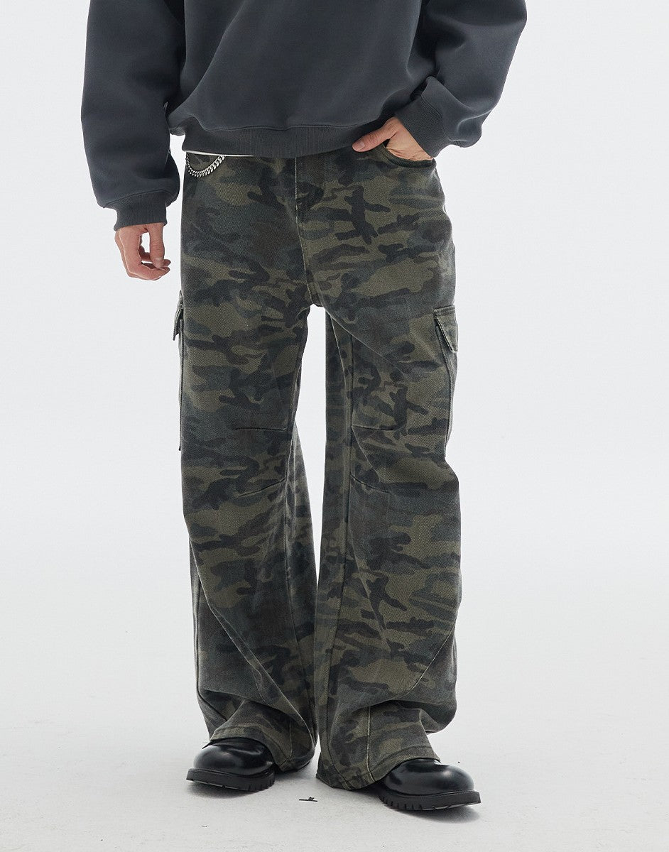 OUSWE レトロ ルーズ カーゴパンツ RK90 ダークグリーン メイン画像
