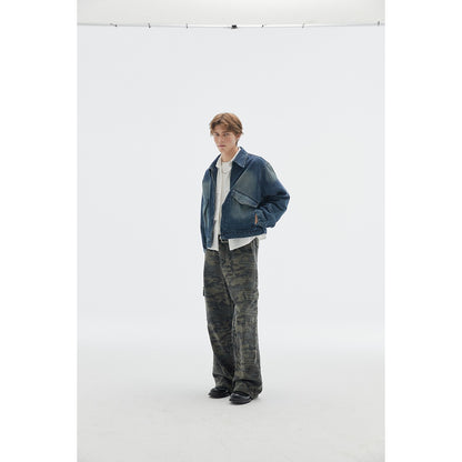 OUSWE レトロ ルーズ カーゴパンツ RK90 ダークグリーン 着用画像 4