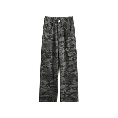 OUSWE レトロ ルーズ カーゴパンツ RK90 ダークグリーン 着用画像 5