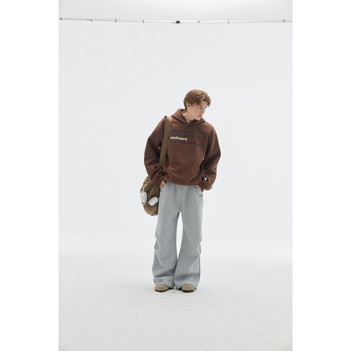 OUSWE レトロ ルーズ パンツ RK89 フラワーグレー 着用画像 3
