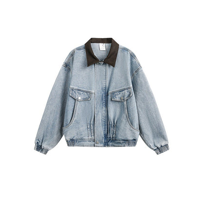 OUSWE レトロ デニムジャケット ウォッシュドブルー 着用画像 5