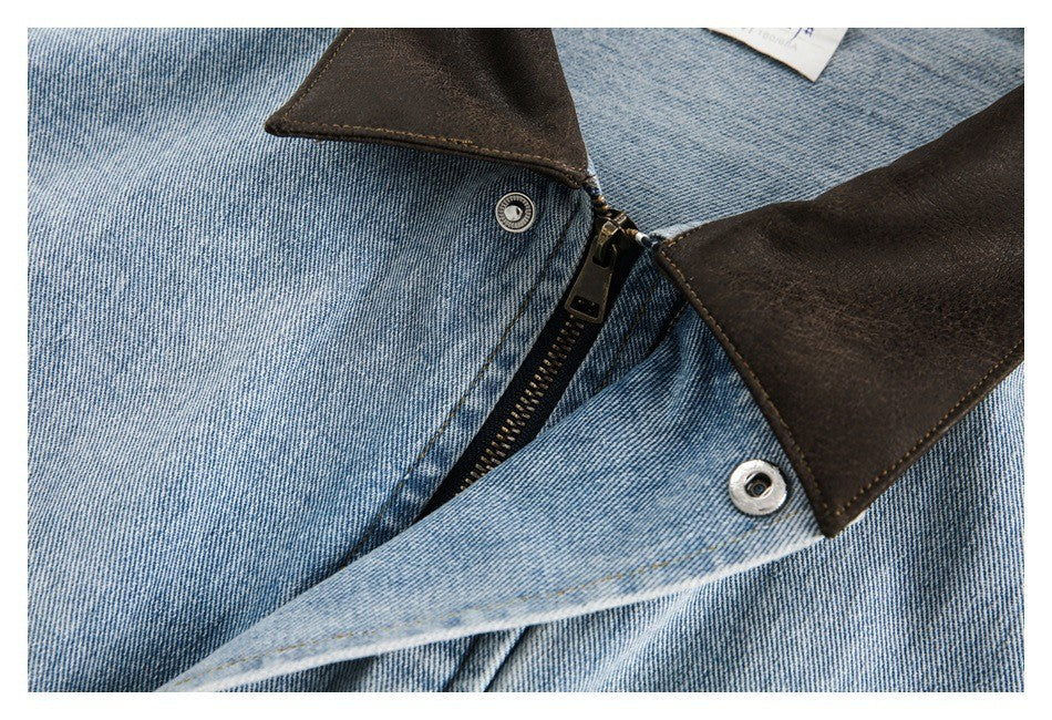 OUSWE レトロ デニムジャケット ウォッシュドブルー ディテール画像 9