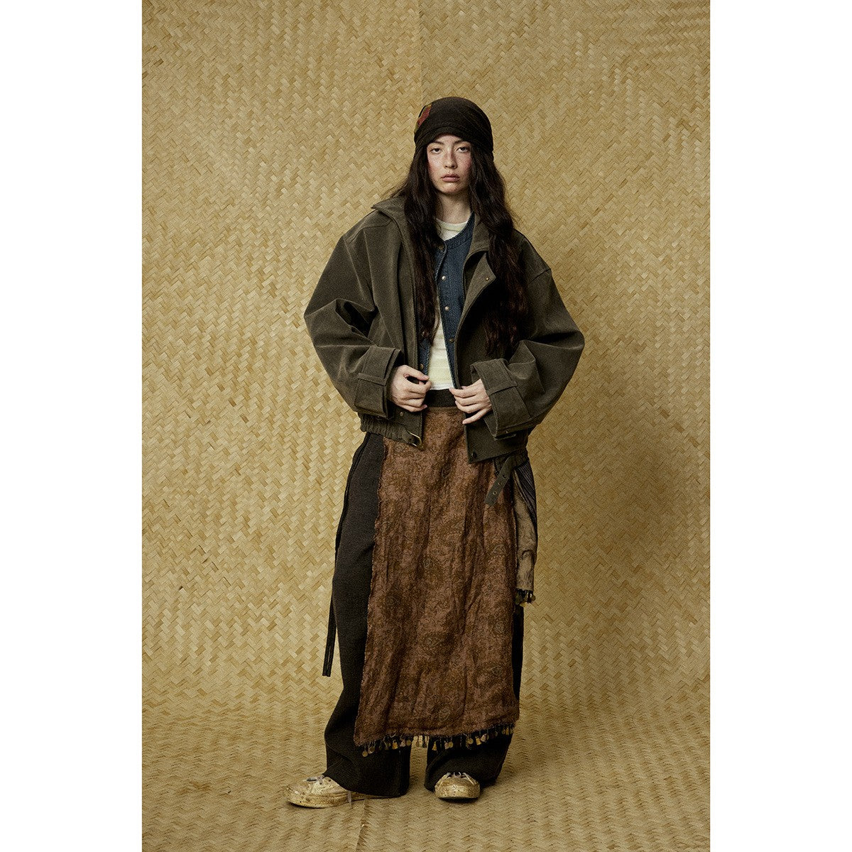 BTBDBTE PUレザー レトロ ジャケット W2536 着用画像 2